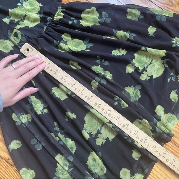 Urban Outfitters mesh sheer floral 90s dottie collared mini shirt dress size S - Picture 13 of 13